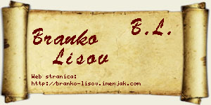 Branko Lisov vizit kartica